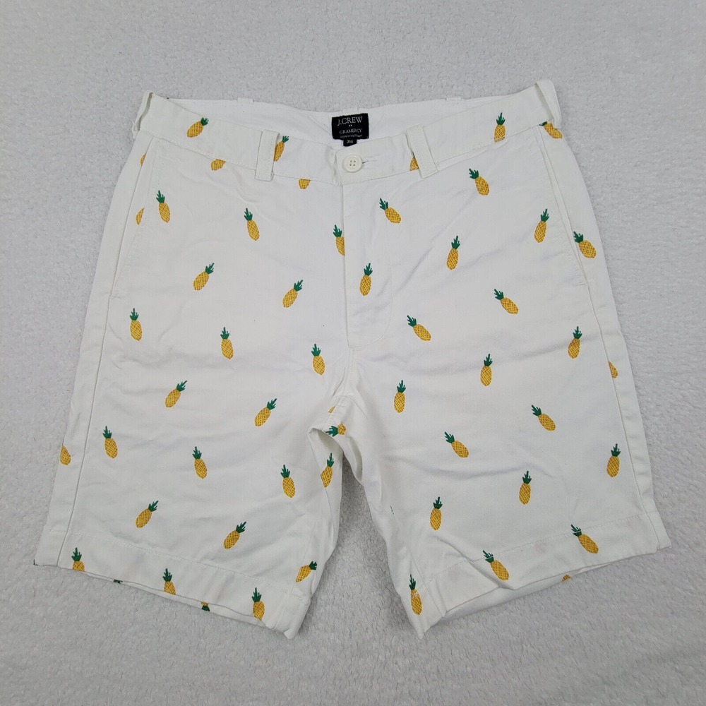J.Crew Gramercy White Pineapple Chino Shorts Mens 31W 9"‎ Inseam Cotton ***READ